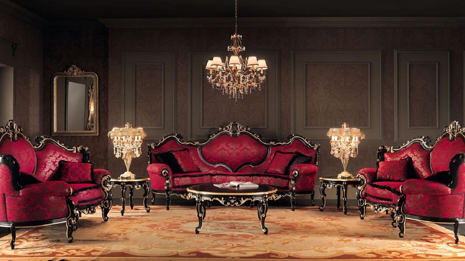 Бордовая мебель в интерьере салона