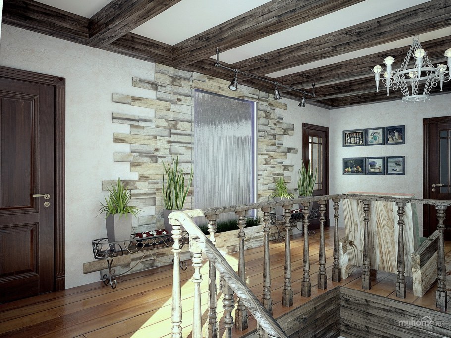 Интерьер холла второго этажа в частном доме