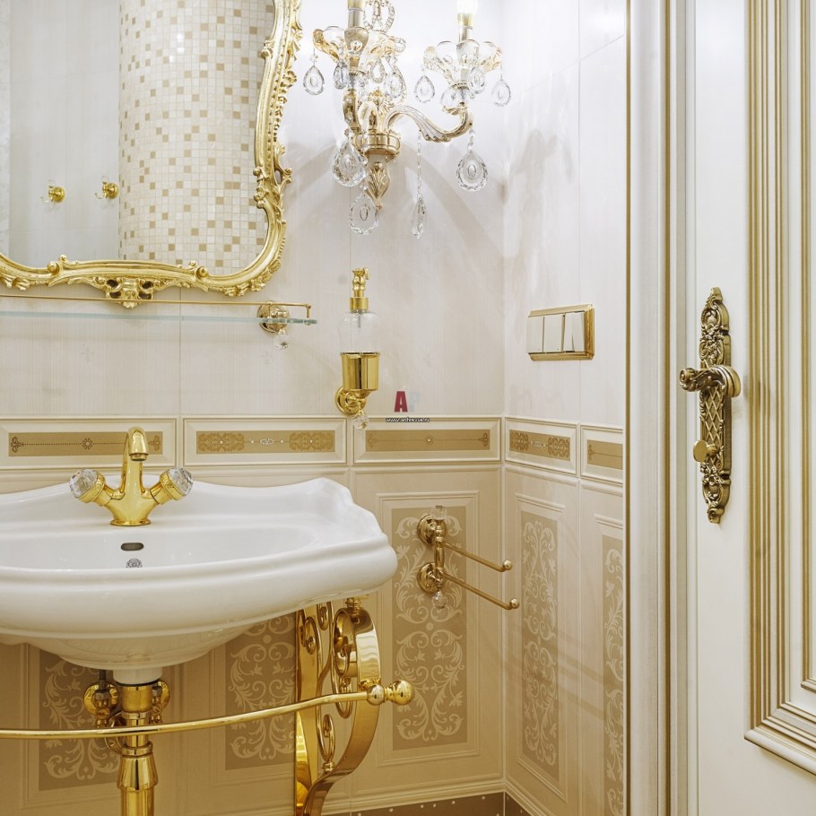 Ванная комната с ониксом Неоклассика