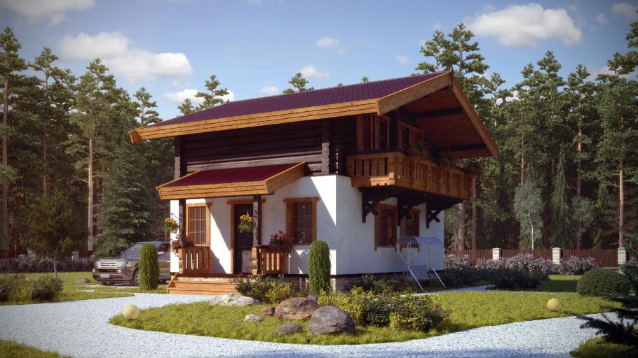 Дом в стиле Шале полутораэтажный
