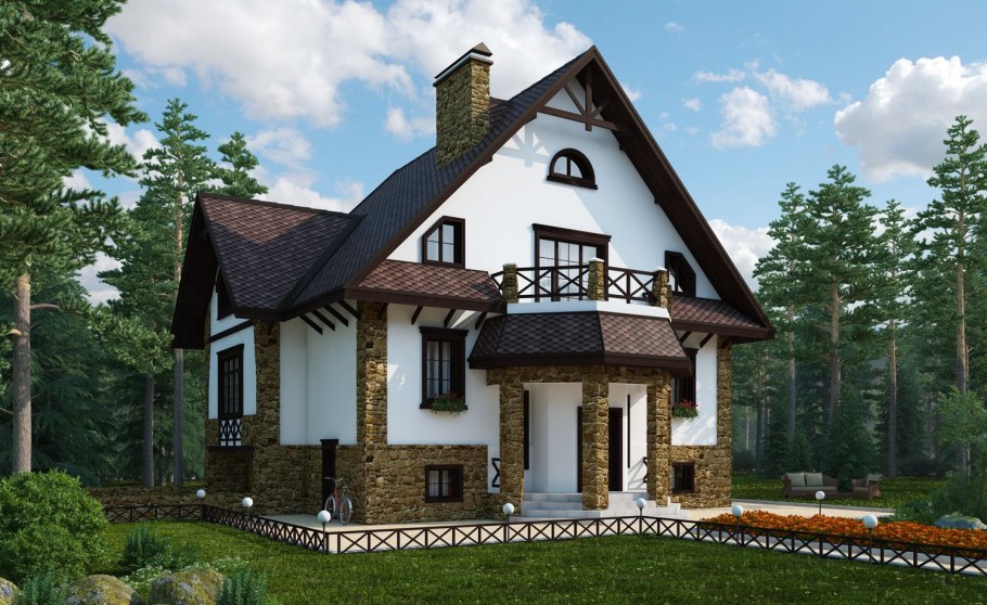 Красивые фасады домов с мансардой