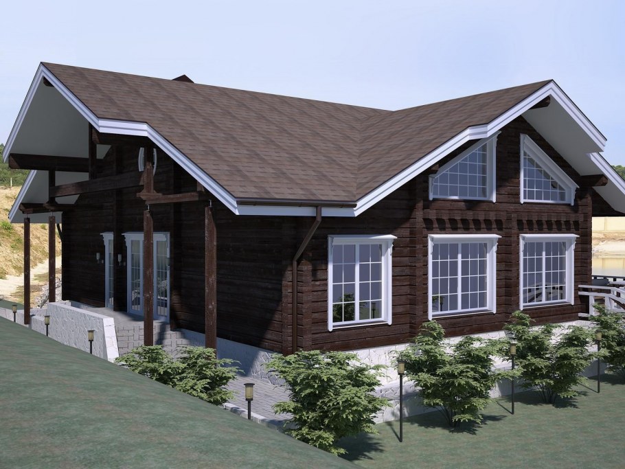 Фасад дома из клееного бруса