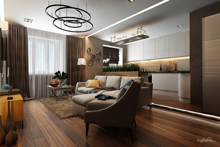 Уютная кухня гостиная