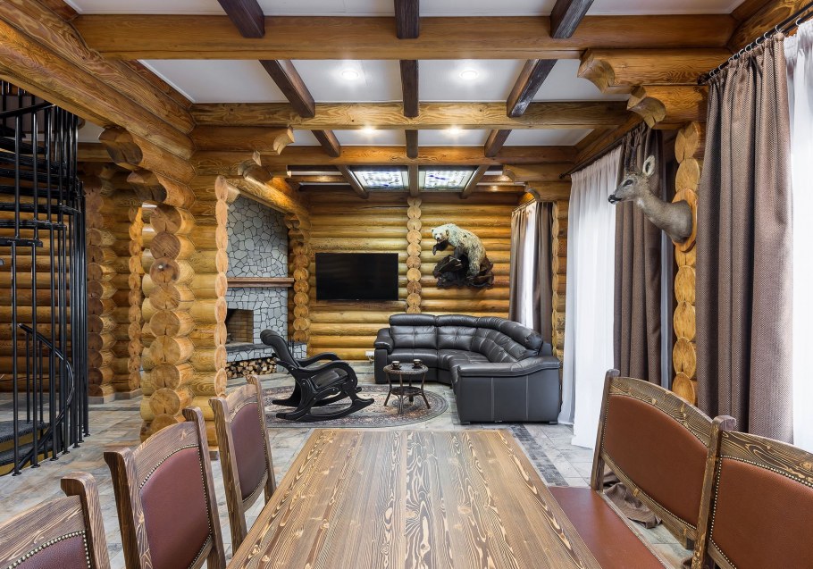 Интерьеры деревянных домов из бревна