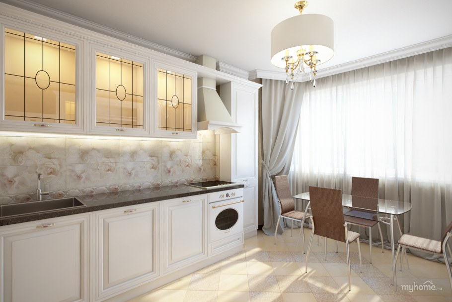 Фартук для светлой кухни из плитки