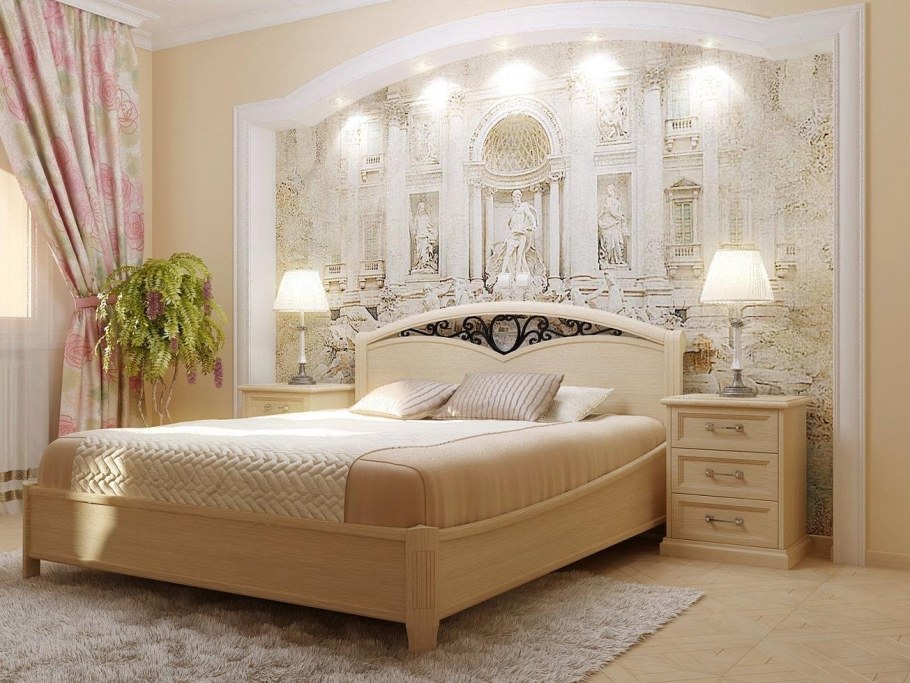 Affresco в интерьере классической спальни