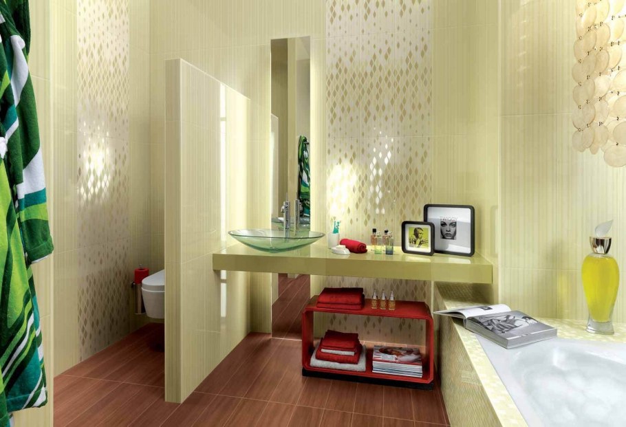 Зонирование плиткой в ванной