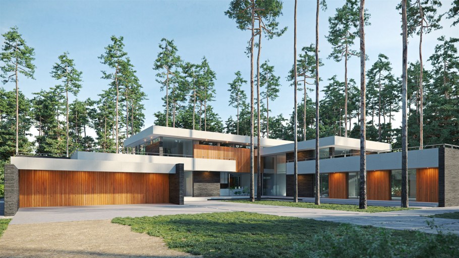 Одноэтажный дом z500 с плоской крышей