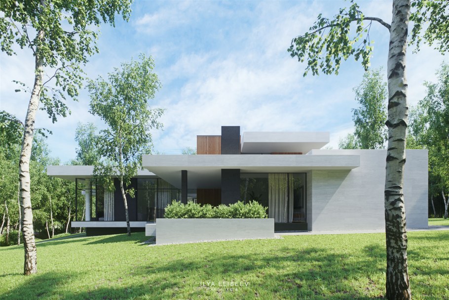 Одноэтажный дом в стиле Минимализм