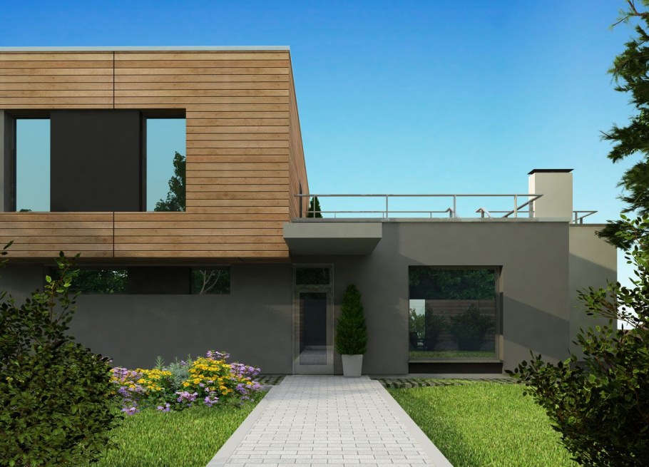 Домик с плоской крышей