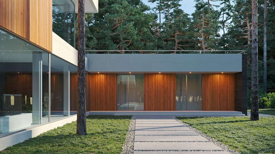 Скандинавский дом с плоской крышей