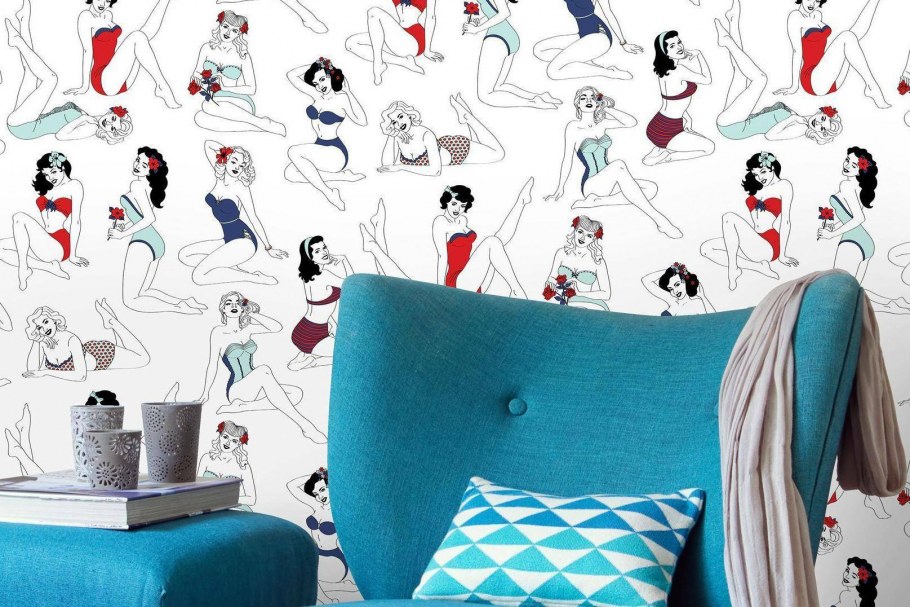 Голубая кухня в ретро стиле