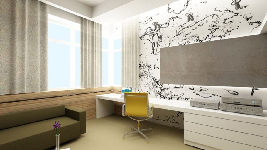 Обои в современный кабинет гостиную