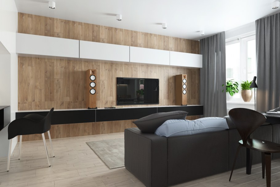 МДФ панели в гостиной студии