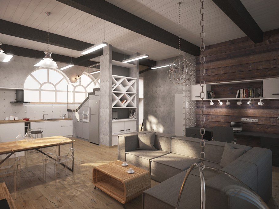 Проект студии в стиле лофт