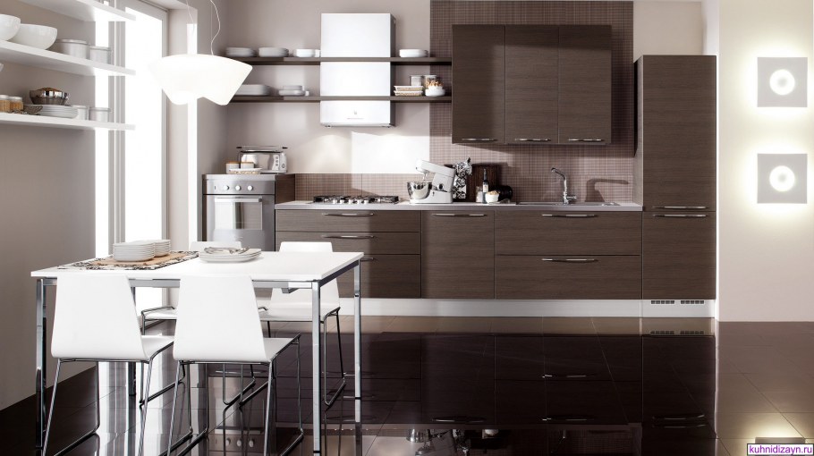 Угловая кухня Модерн с полками