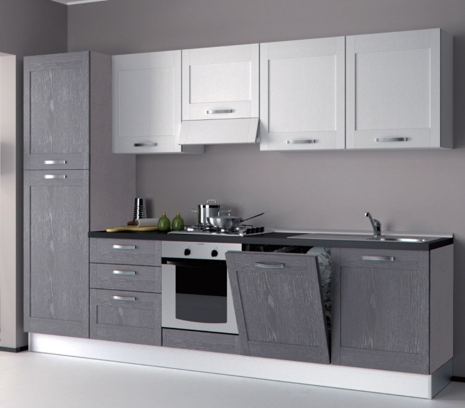 Кухонный гарнитур серый с белым