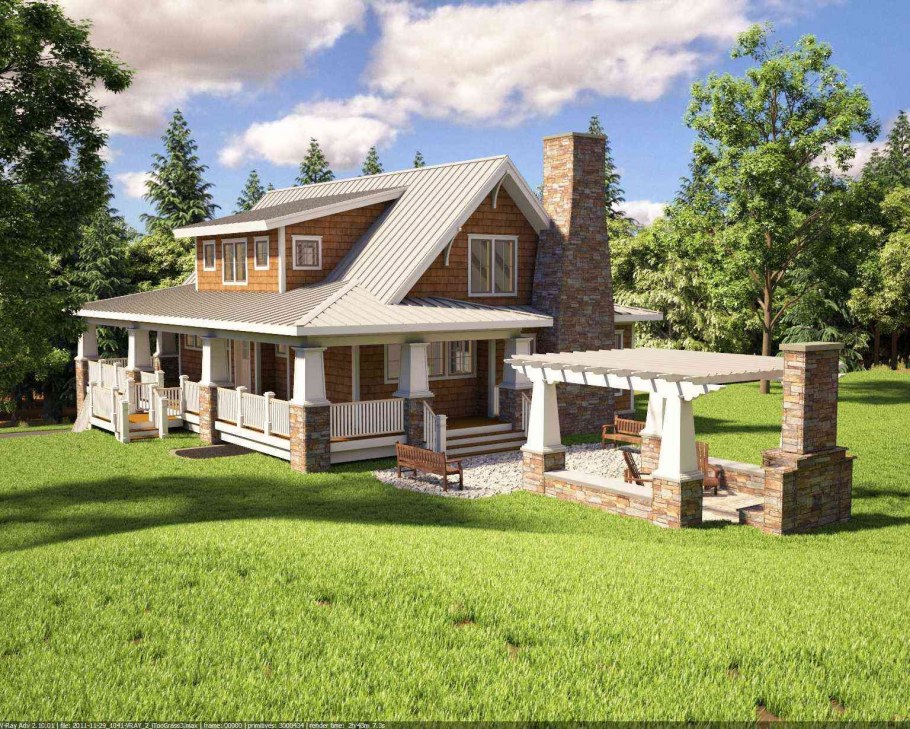 Загородный дом с верандой и террасой