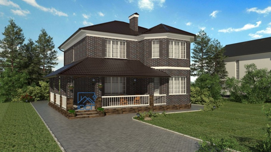 Двухэтажный дом с террасой