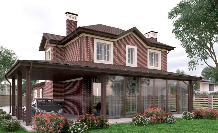 Двухэтажный дом с террасой