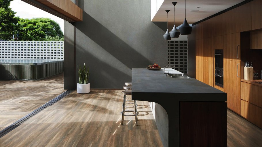 Ламинат в интерьере кухни