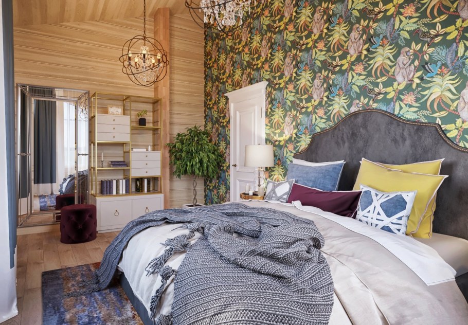 Ламинат на стене в комнате подростка