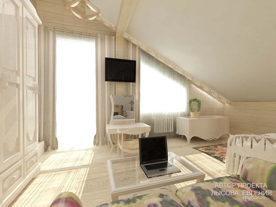 Спальня для родителей на мансарде