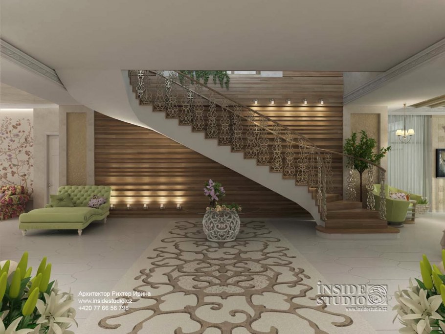 Холл в загородном доме интерьер