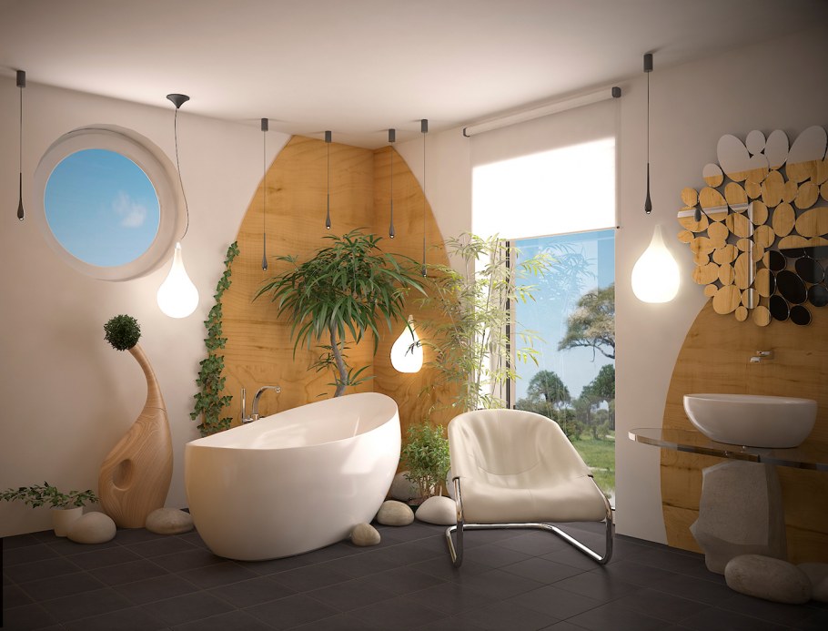 Ванная в стиле экостиль