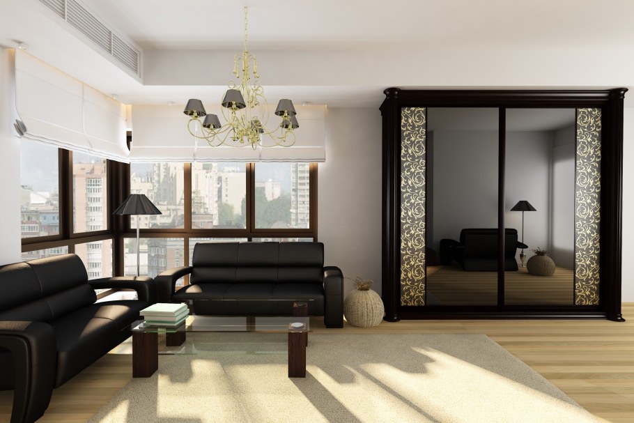 Шкафы в интерьере гостиной