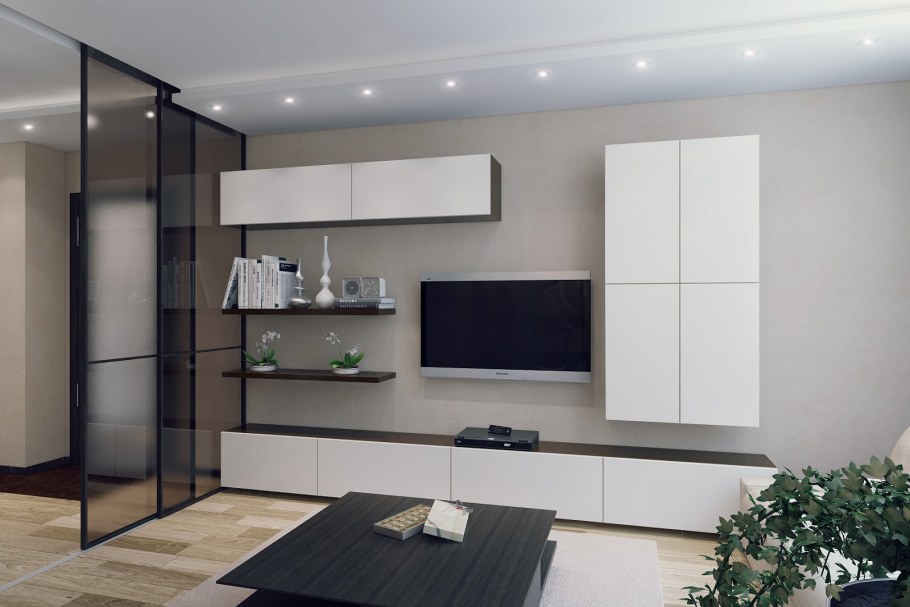 Шкаф в зал в современном стиле