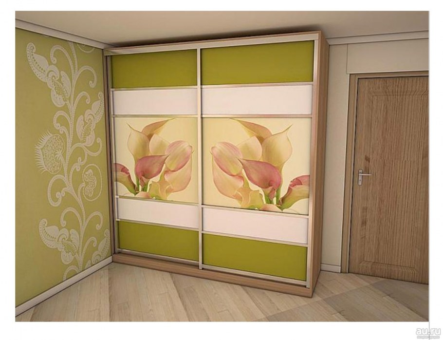 Двери-купе для гардеробной с пескоструйным рисунком