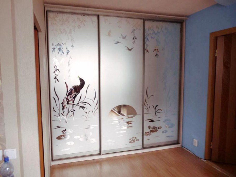 Двери шкаф купе зеркало пескоструй 2 двери