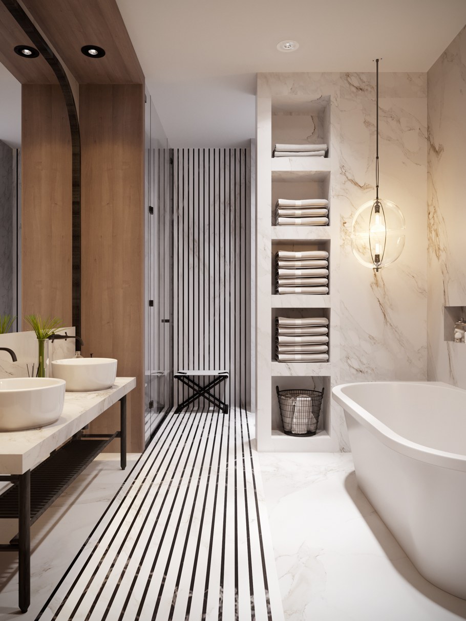 Зеркало над унитазом и раковиной по одной стене