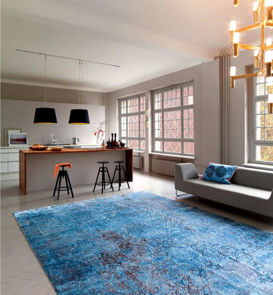 Синий пол в интерьере