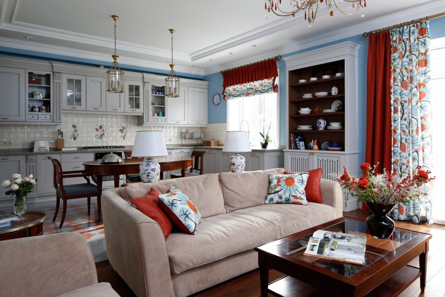 Кухня-гостиная в стиле Кантри