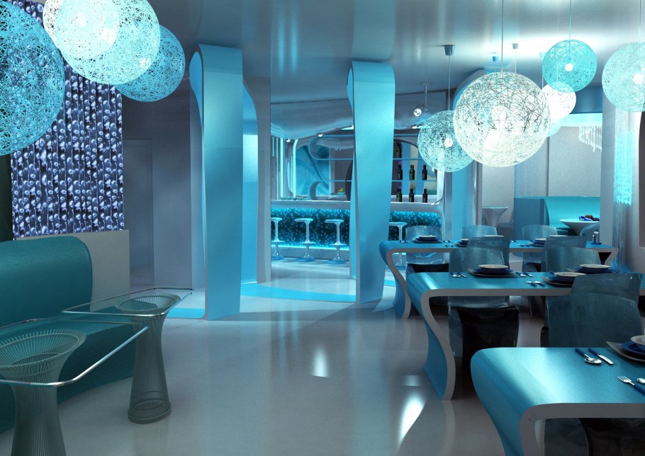 Кафе с желтыми стенами