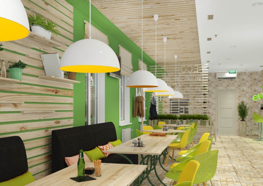 Яркий интерьер кафе