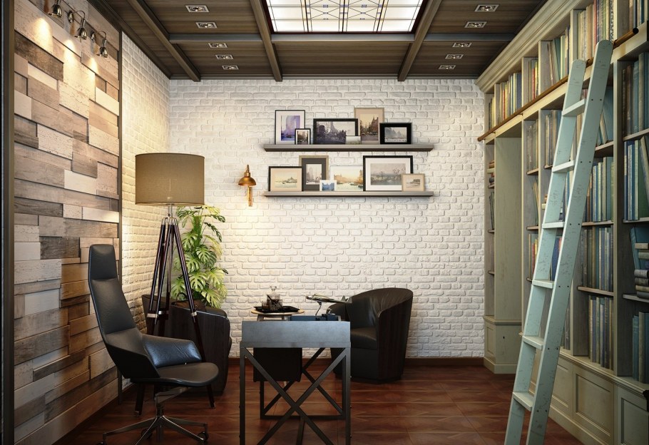 Кабинет в бревенчатом доме