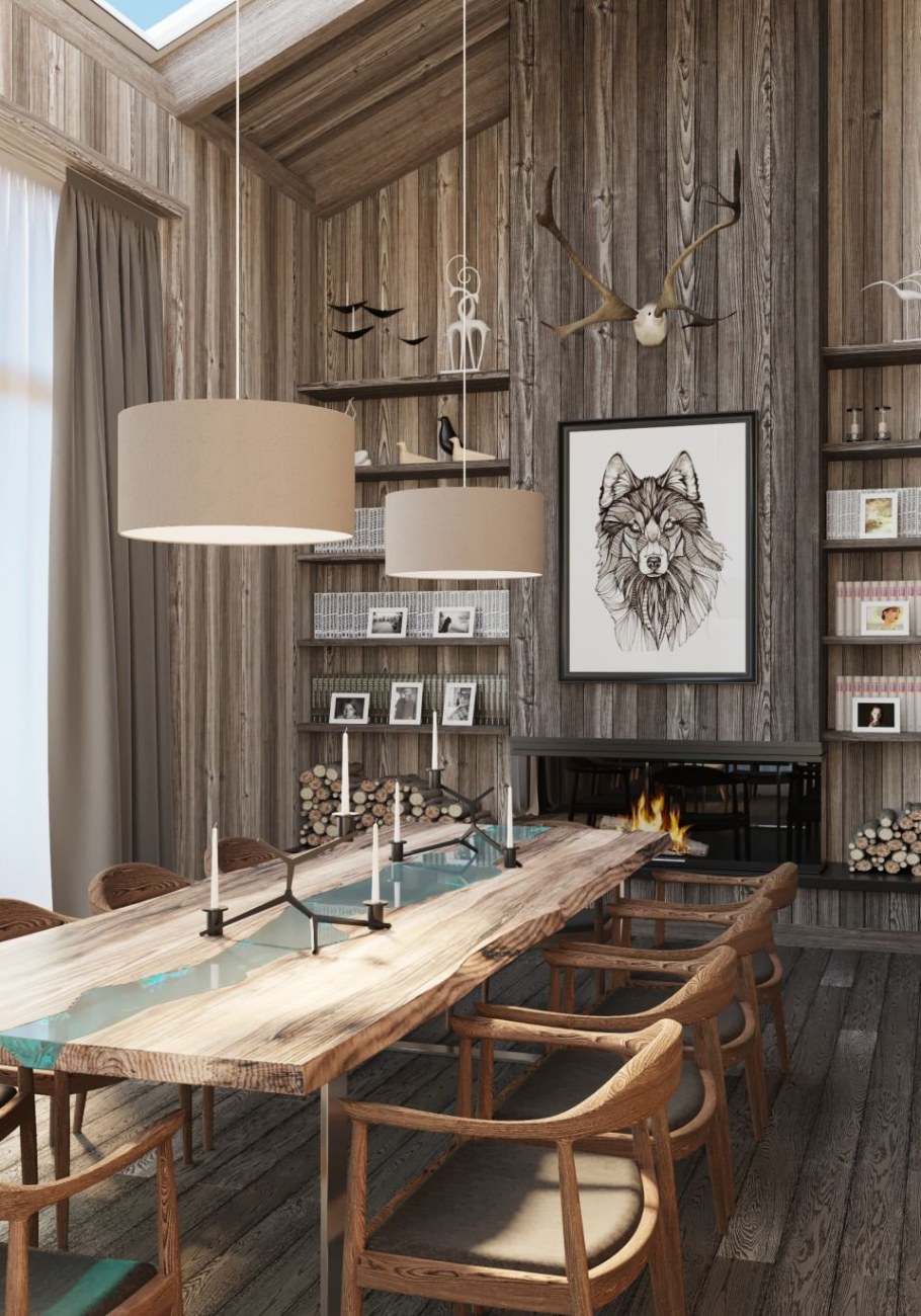 Кабинет в стиле Шале в загородном доме