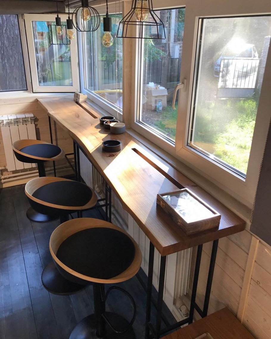 Барная стойка цвет металл на лоджии вместо подоконника