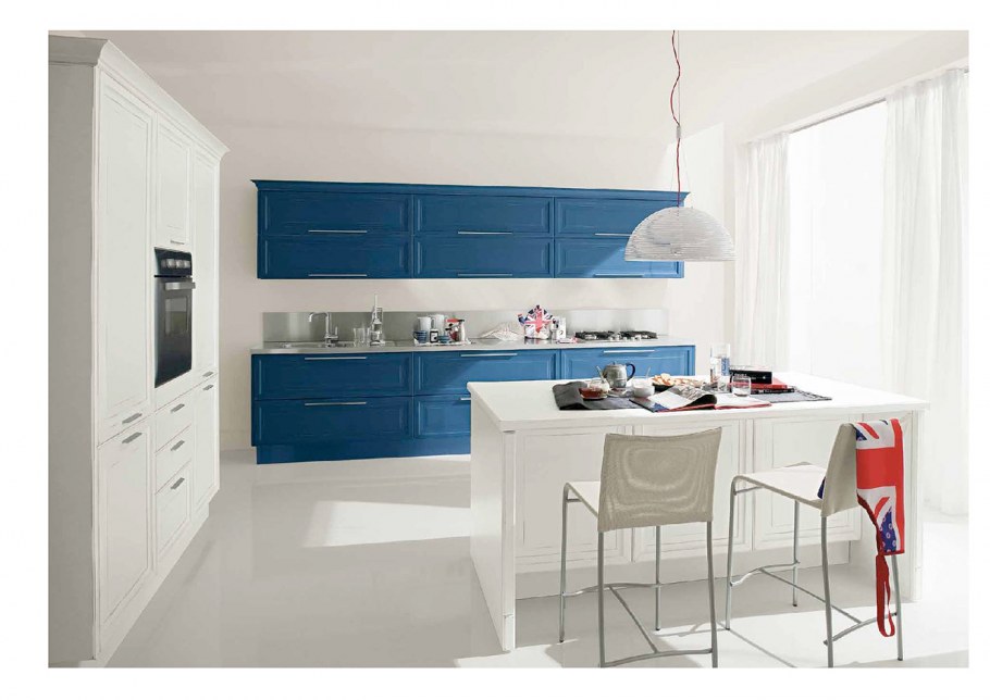 Кухня бело синяя классика эконом