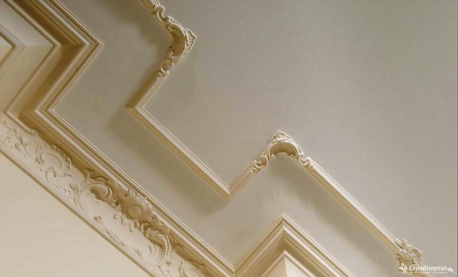 Потолочный плинтус из полиуретана в комнате