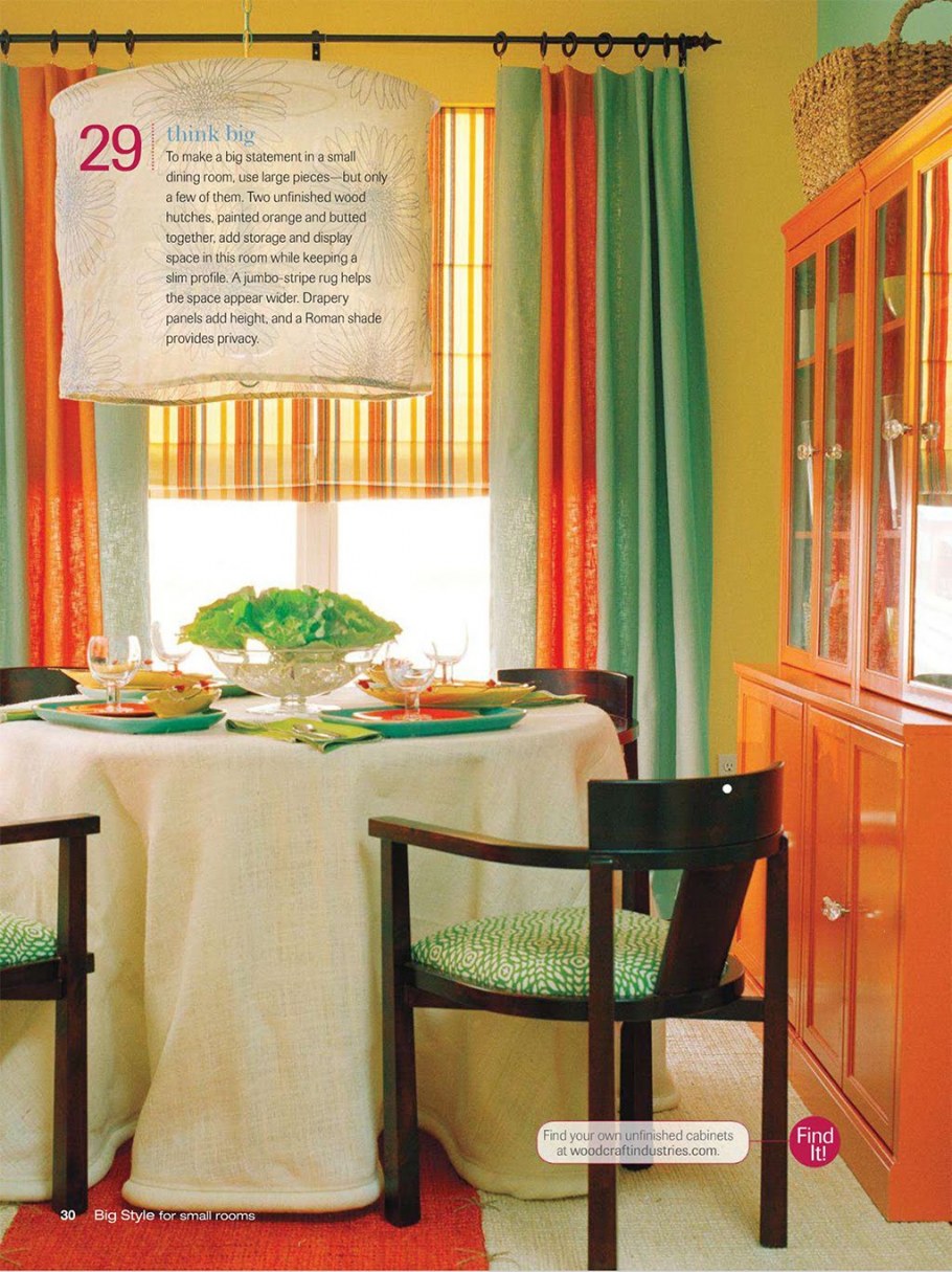 Сочетание оранжевого и зеленого в интерьере