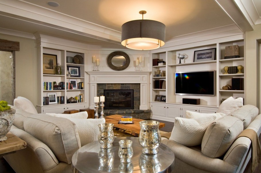 Гостиная с угловым камином