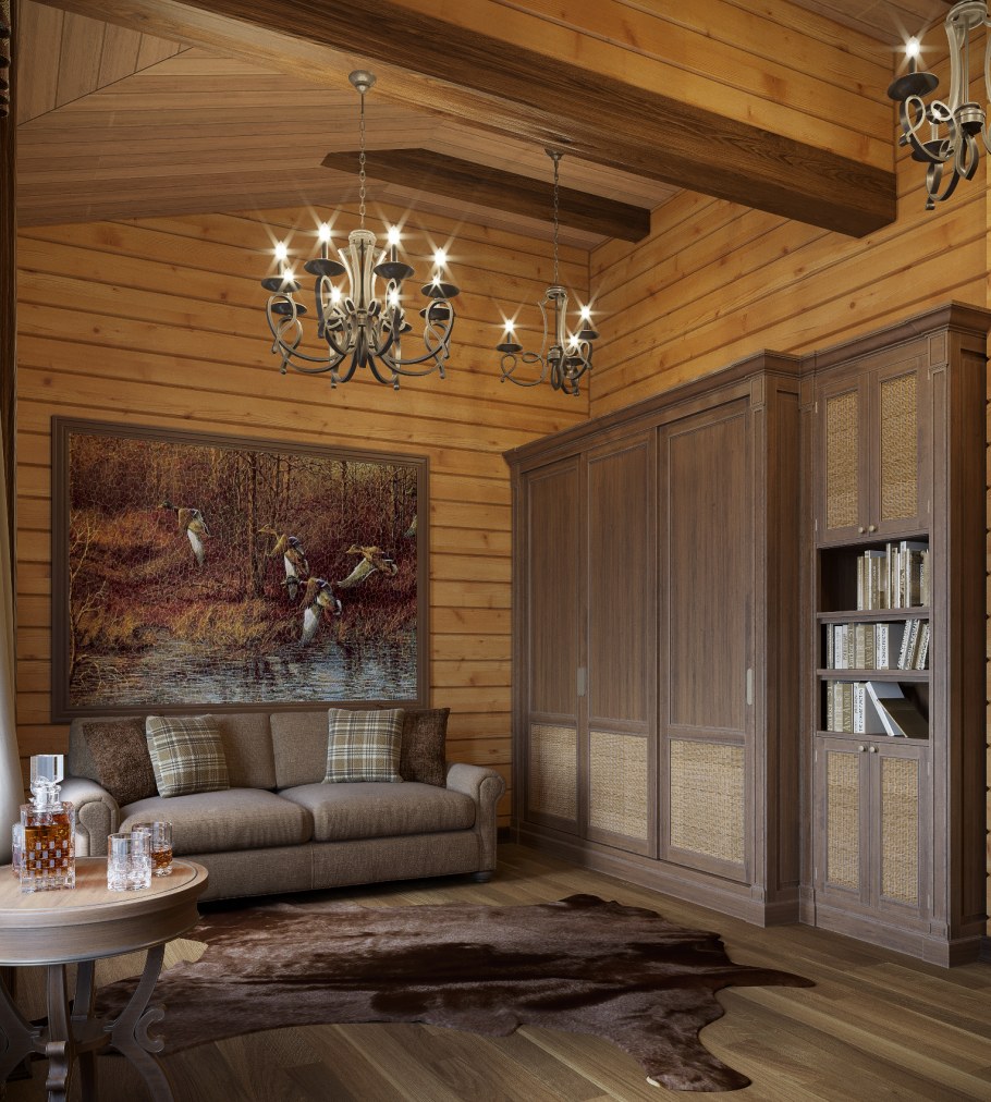 Интерьер загородного дома из бруса
