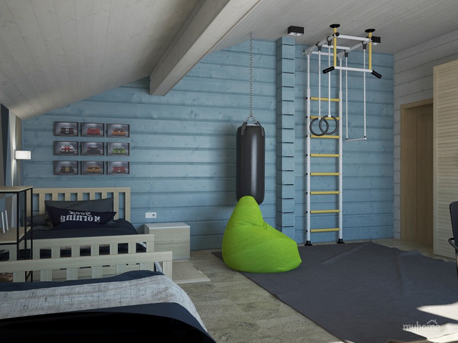 Комната для мальчика подростка в деревянном доме