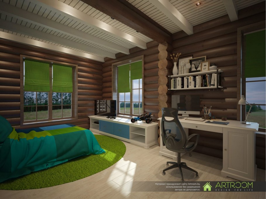 Подростковая комната в деревянном доме
