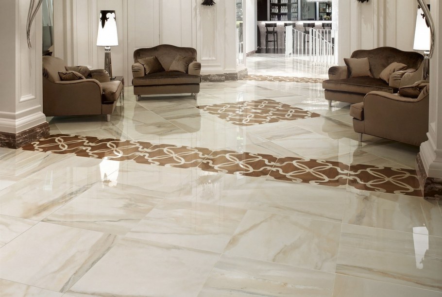 Кафель в гостиной на полу