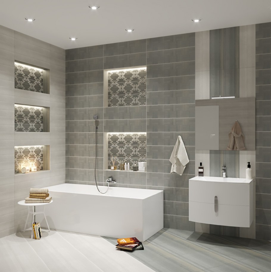 Плитка в ванную серая
